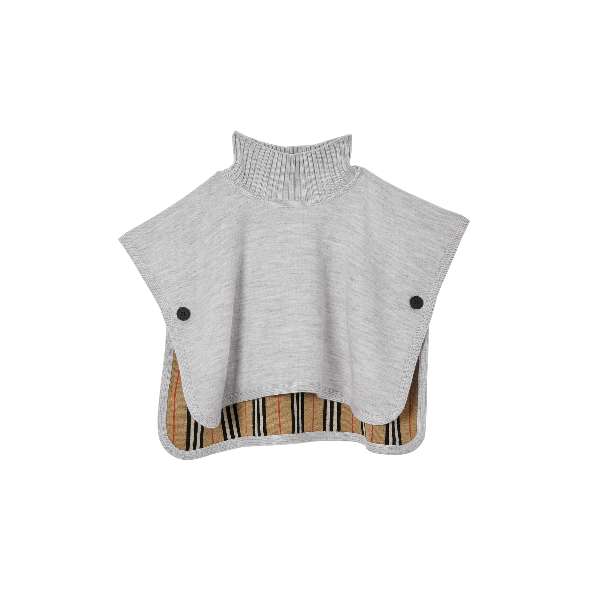 Poncho réversible en jacquard de laine mérinos et à rayures iconiques - Beige d'archive