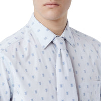 Ensemble chemise et cravate en coton monogram et fil coupé - Bleu pâle