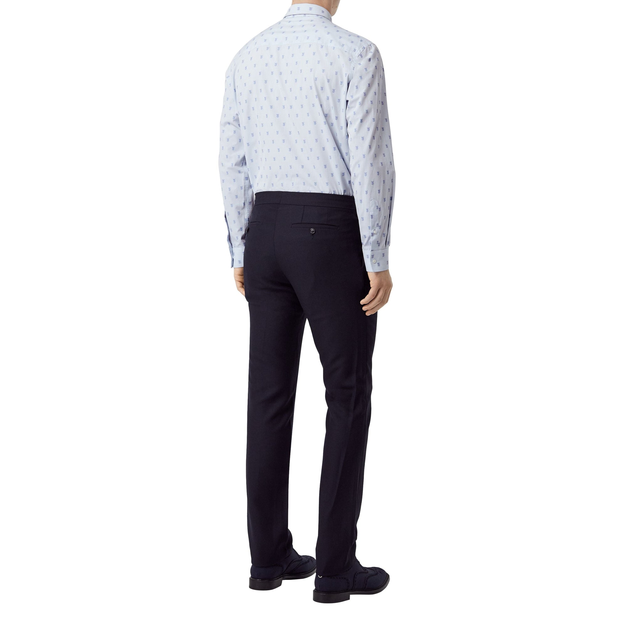 Ensemble chemise et cravate en coton monogram et fil coupé - Bleu pâle
