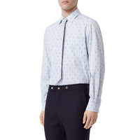 Ensemble chemise et cravate en coton monogram et fil coupé - Bleu pâle