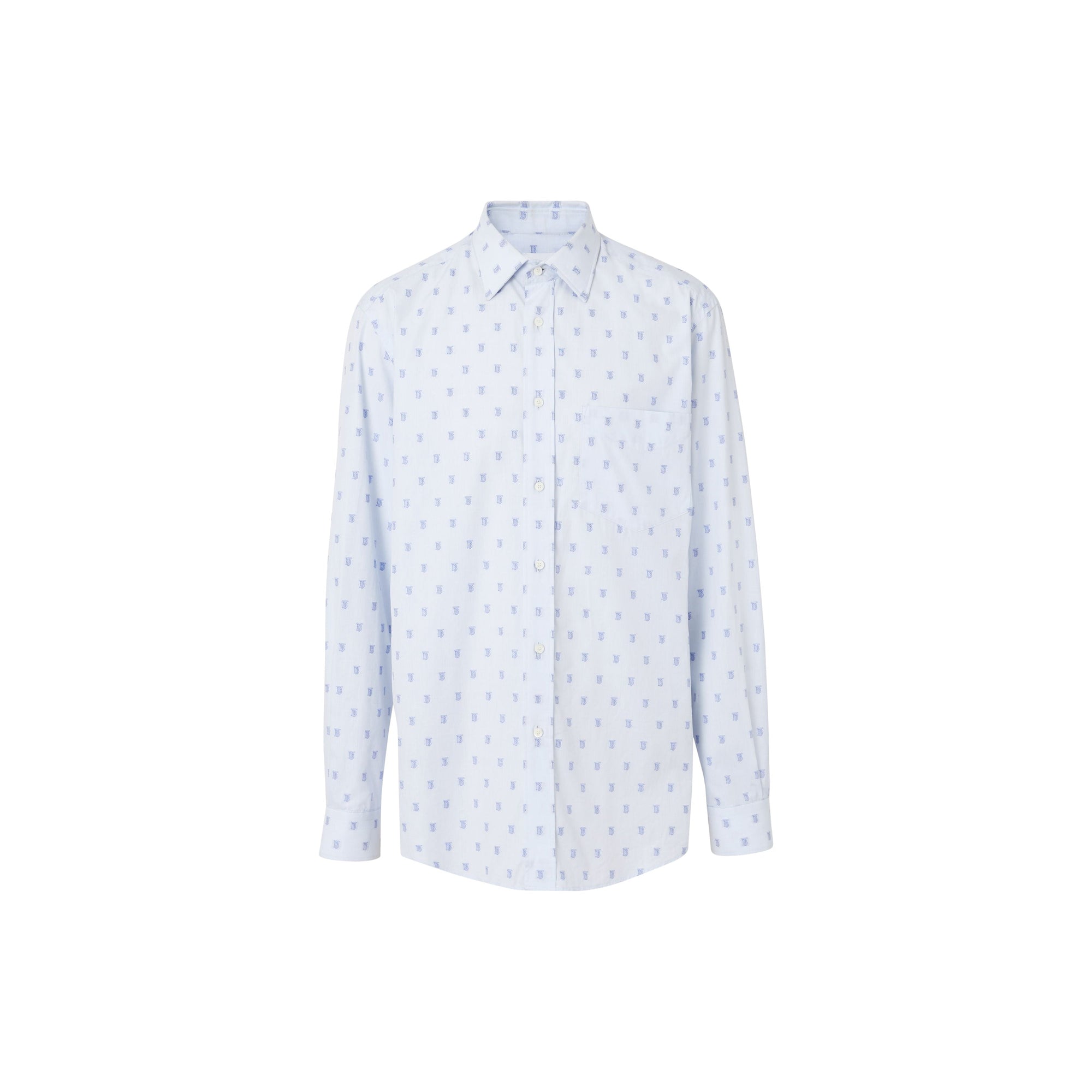 Ensemble chemise et cravate en coton monogram et fil coupé - Bleu pâle
