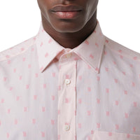 Ensemble chemise et cravate en coton monogram et fil coupé - Rose albâtre