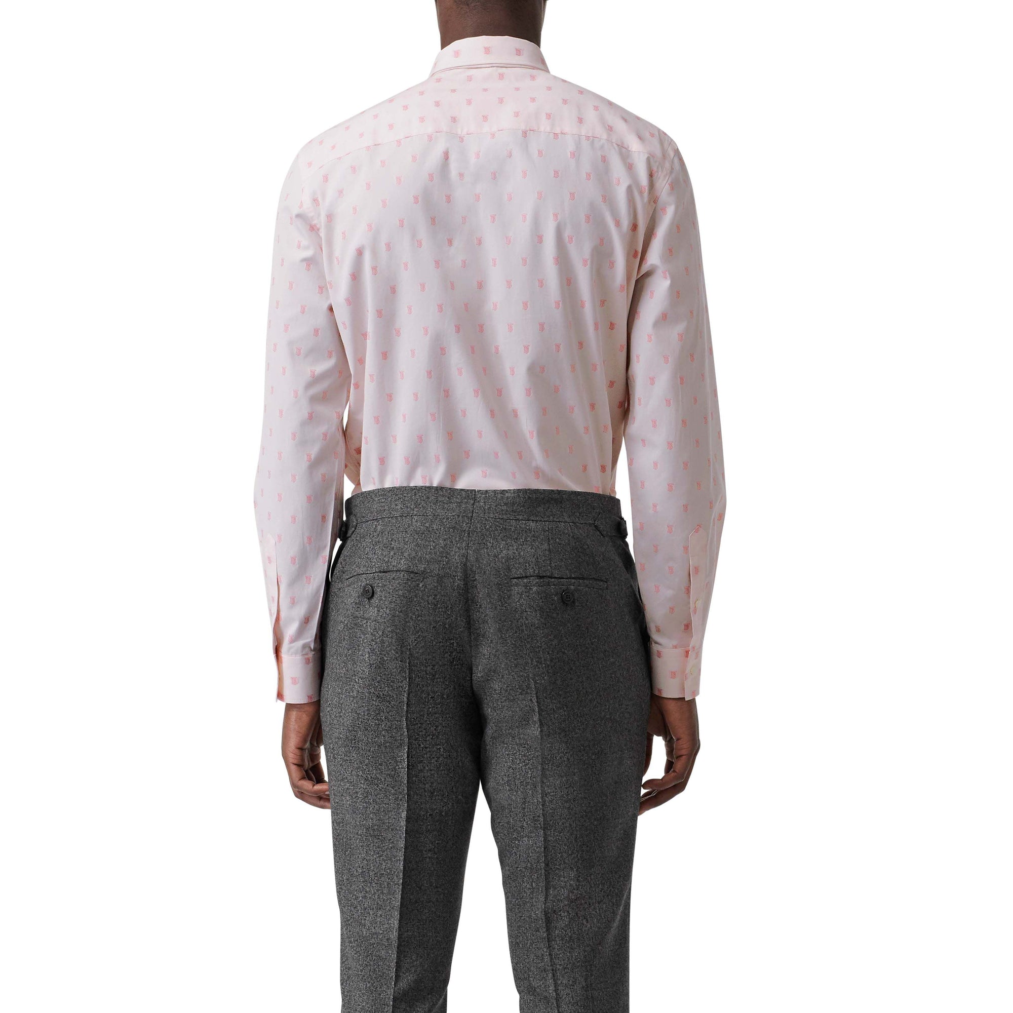 Ensemble chemise et cravate en coton monogram et fil coupé - Rose albâtre