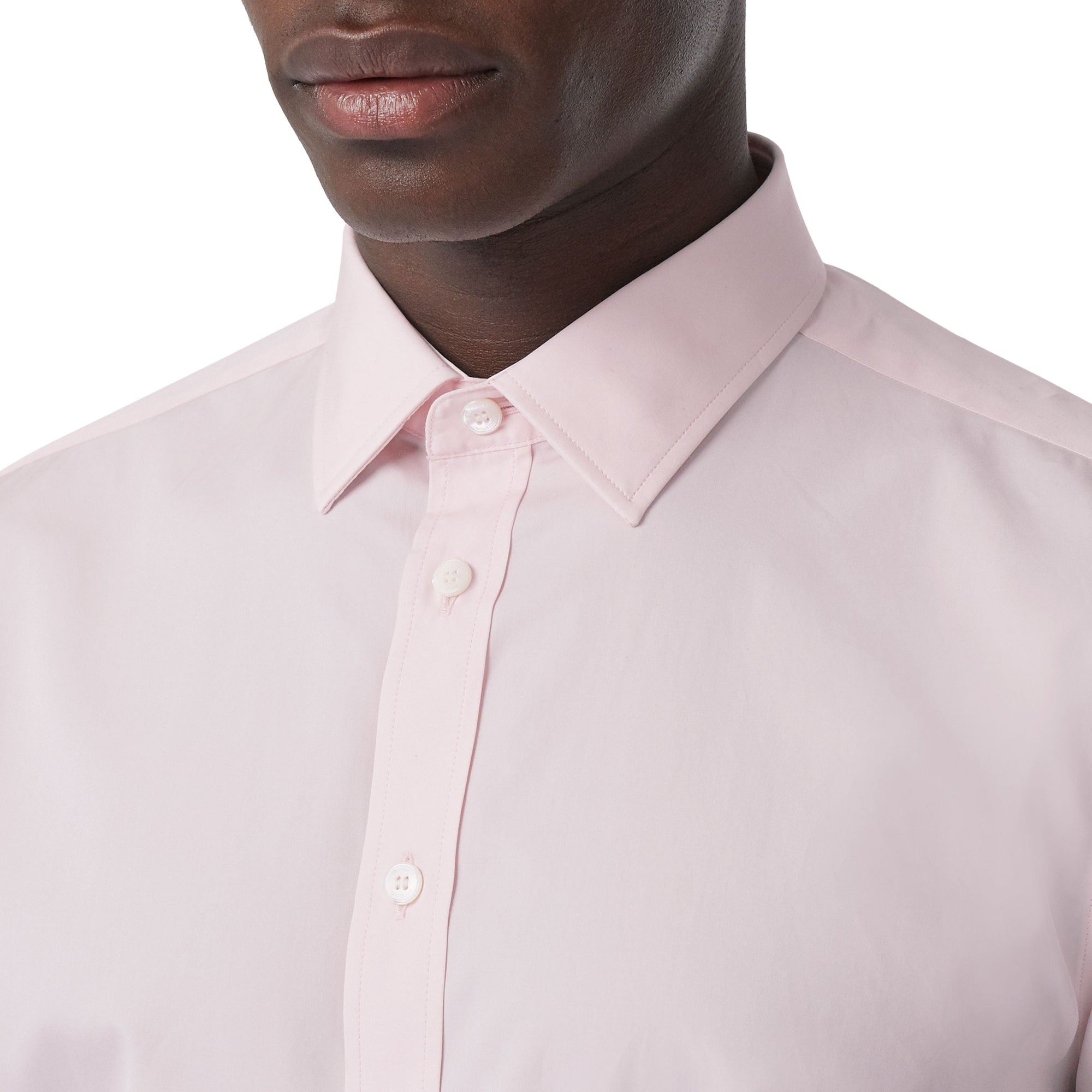 Chemise slim en popeline de coton Monogram - Rose Albâtre