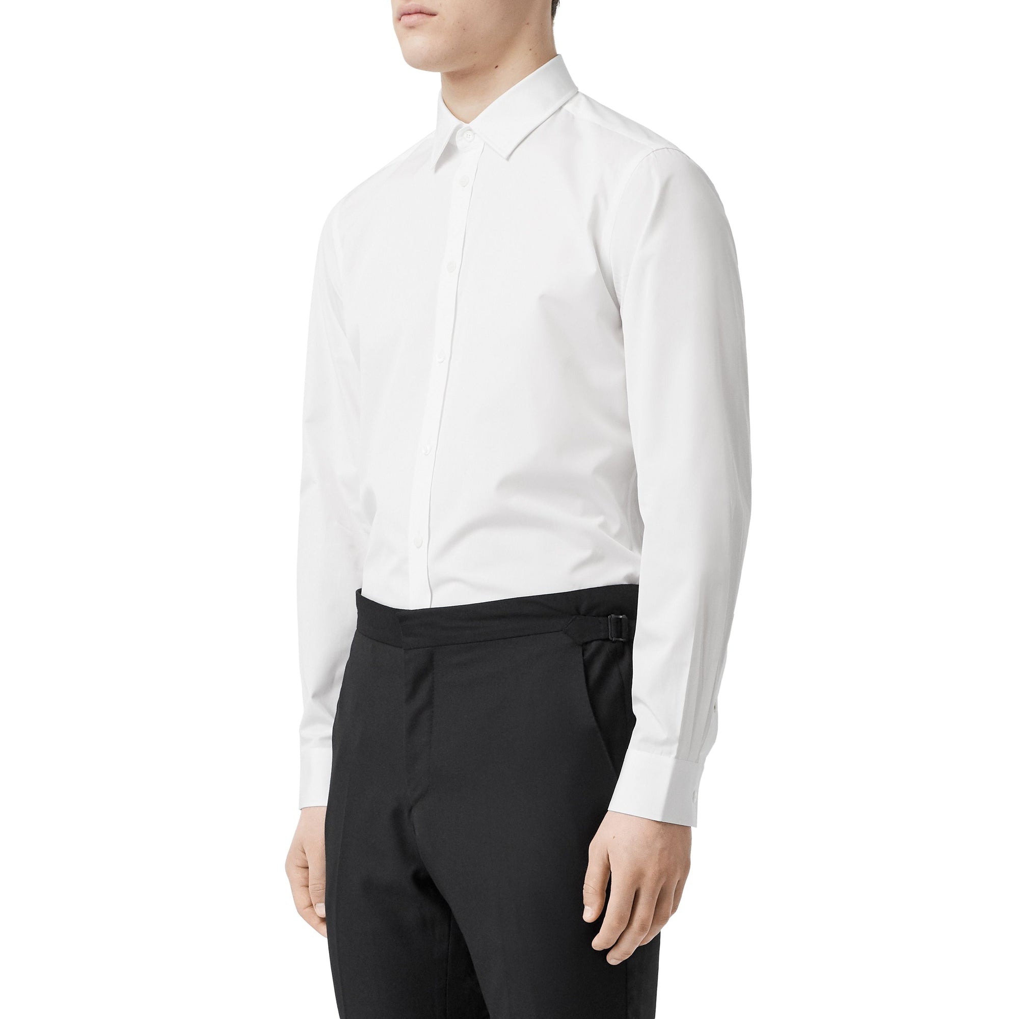 WHITE Chemise slim en popeline de coton Monogram