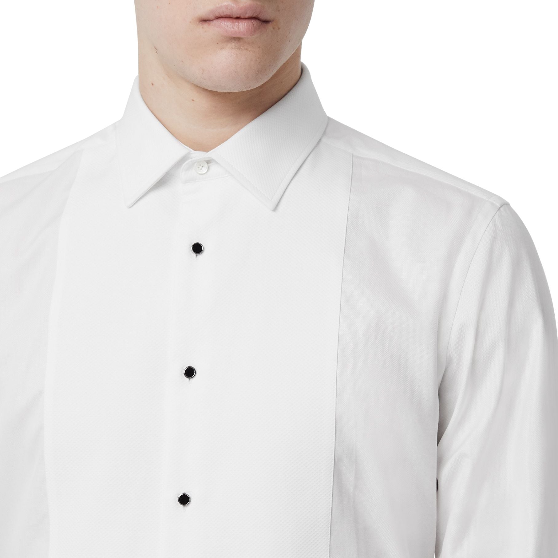 Chemise habillée en coton Oxford avec plastron - Blanc