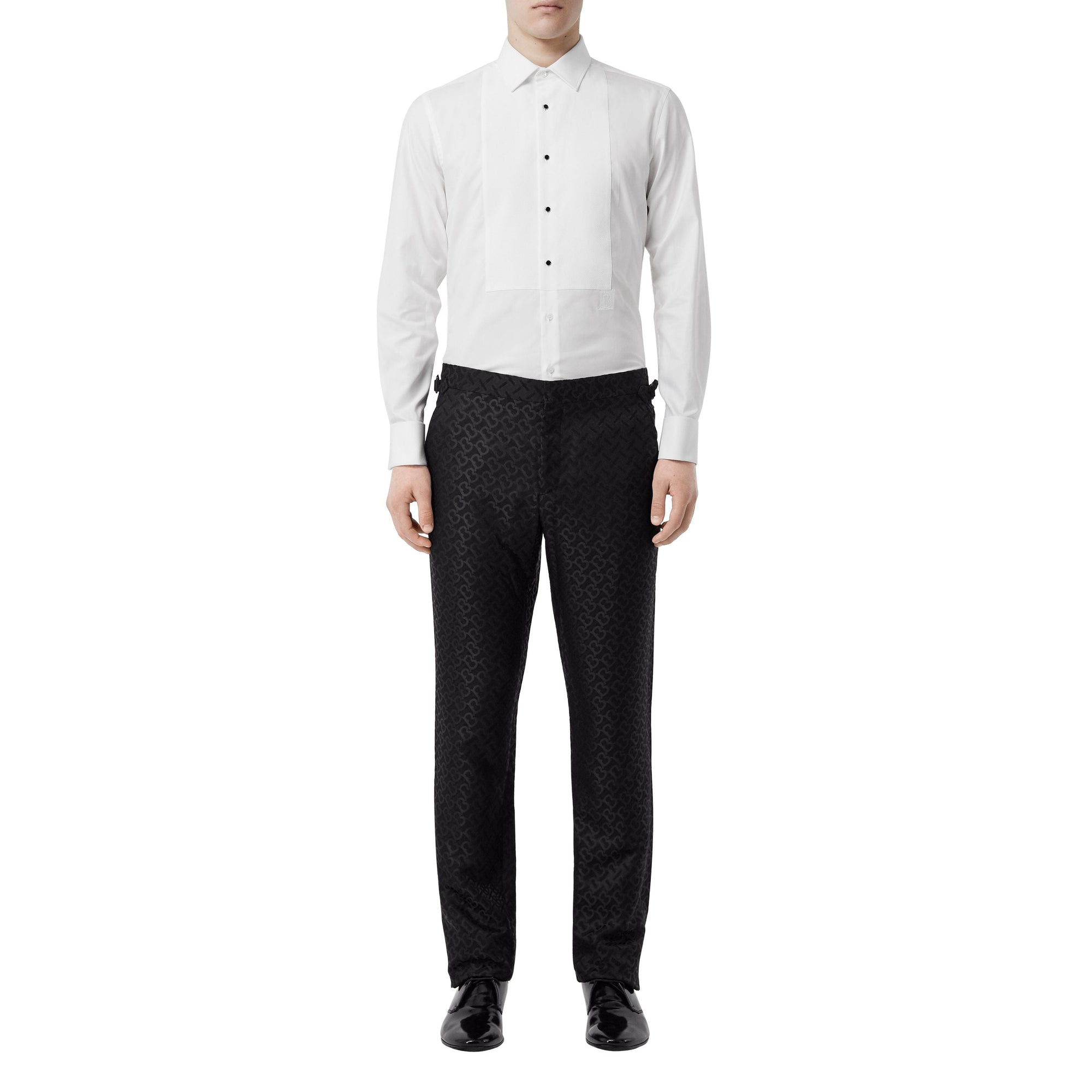 Chemise habillée en coton Oxford avec plastron - Blanc