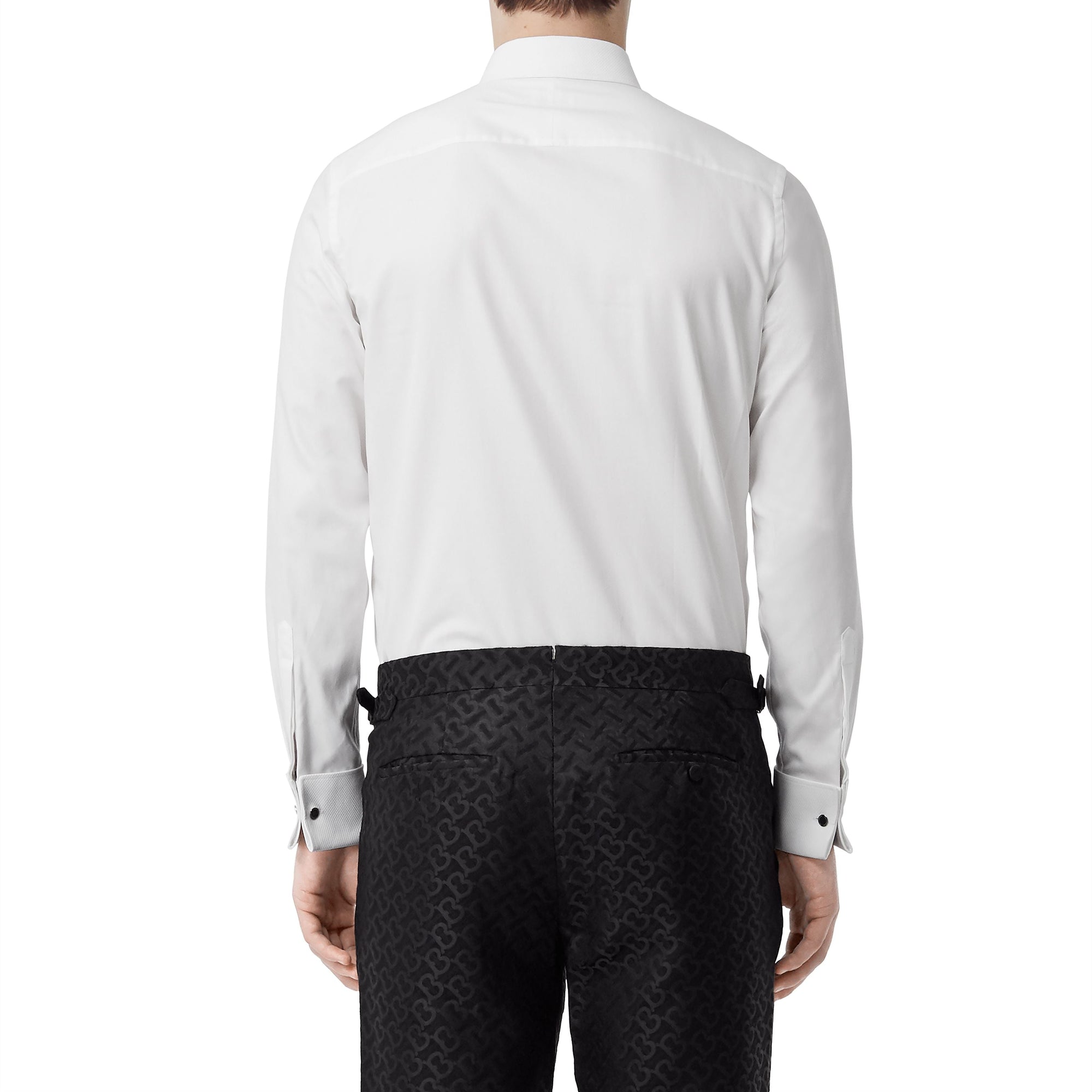 Chemise habillée en coton Oxford avec plastron - Blanc
