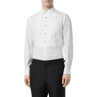 Chemise habillée en coton Oxford avec plastron - Blanc