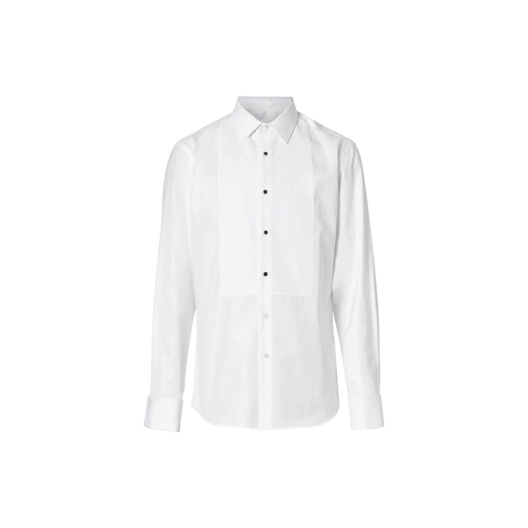 Chemise habillée en coton Oxford avec plastron - Blanc