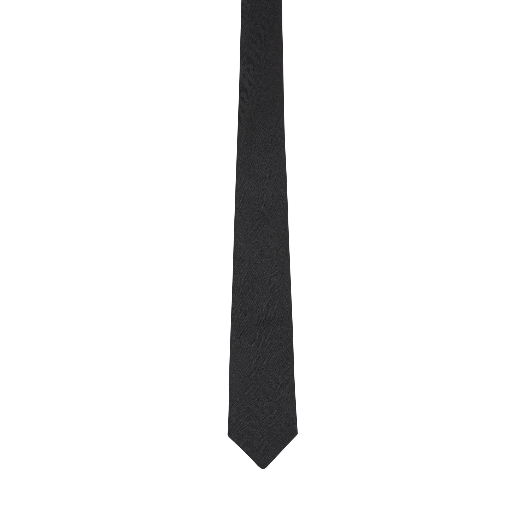 Cravate classique en jacquard de soie monogram - Noir