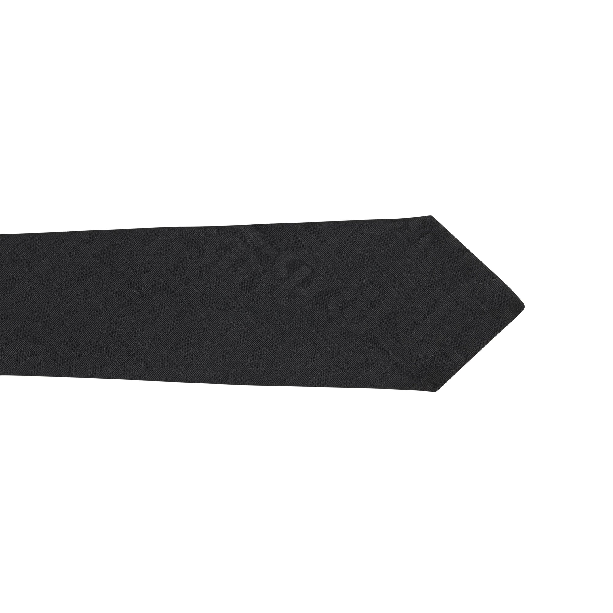 Cravate classique en jacquard de soie monogram - Noir