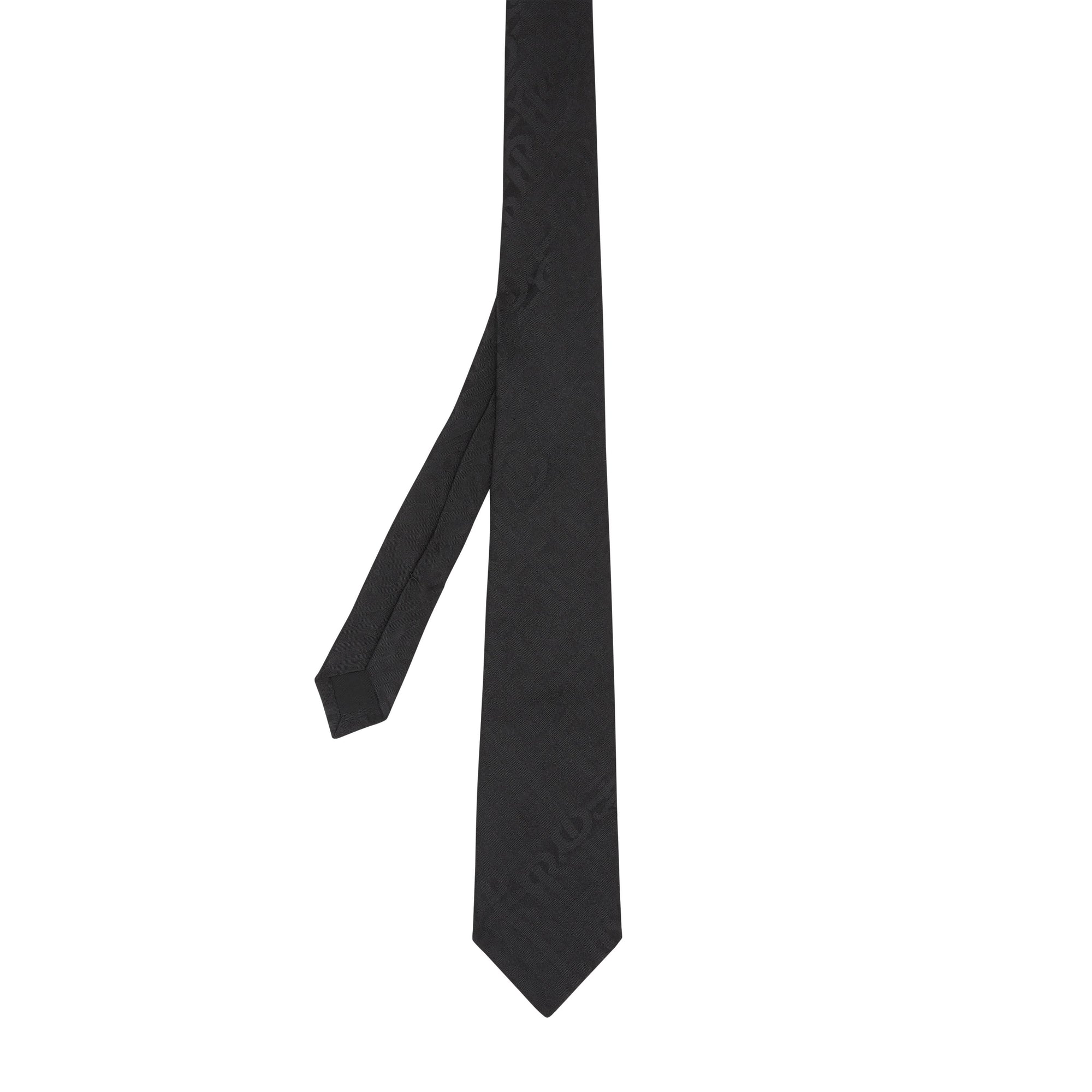 Cravate classique en jacquard de soie monogram - Noir
