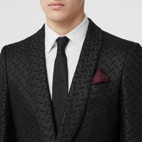 Cravate classique en jacquard de soie monogram - Noir