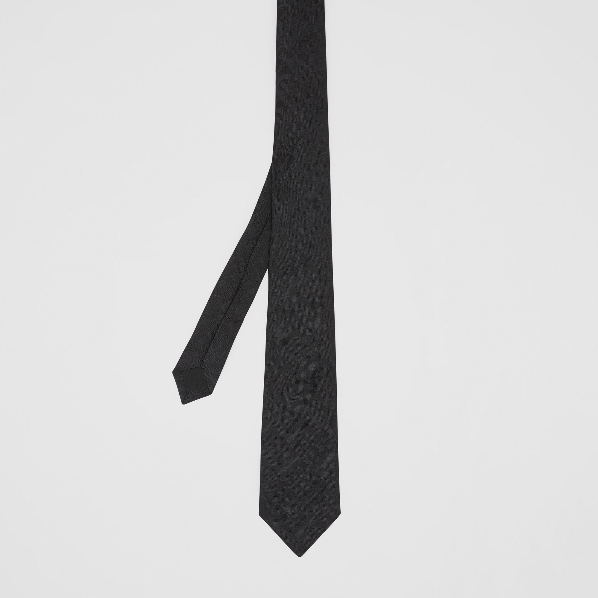 Cravate classique en jacquard de soie monogram - Noir