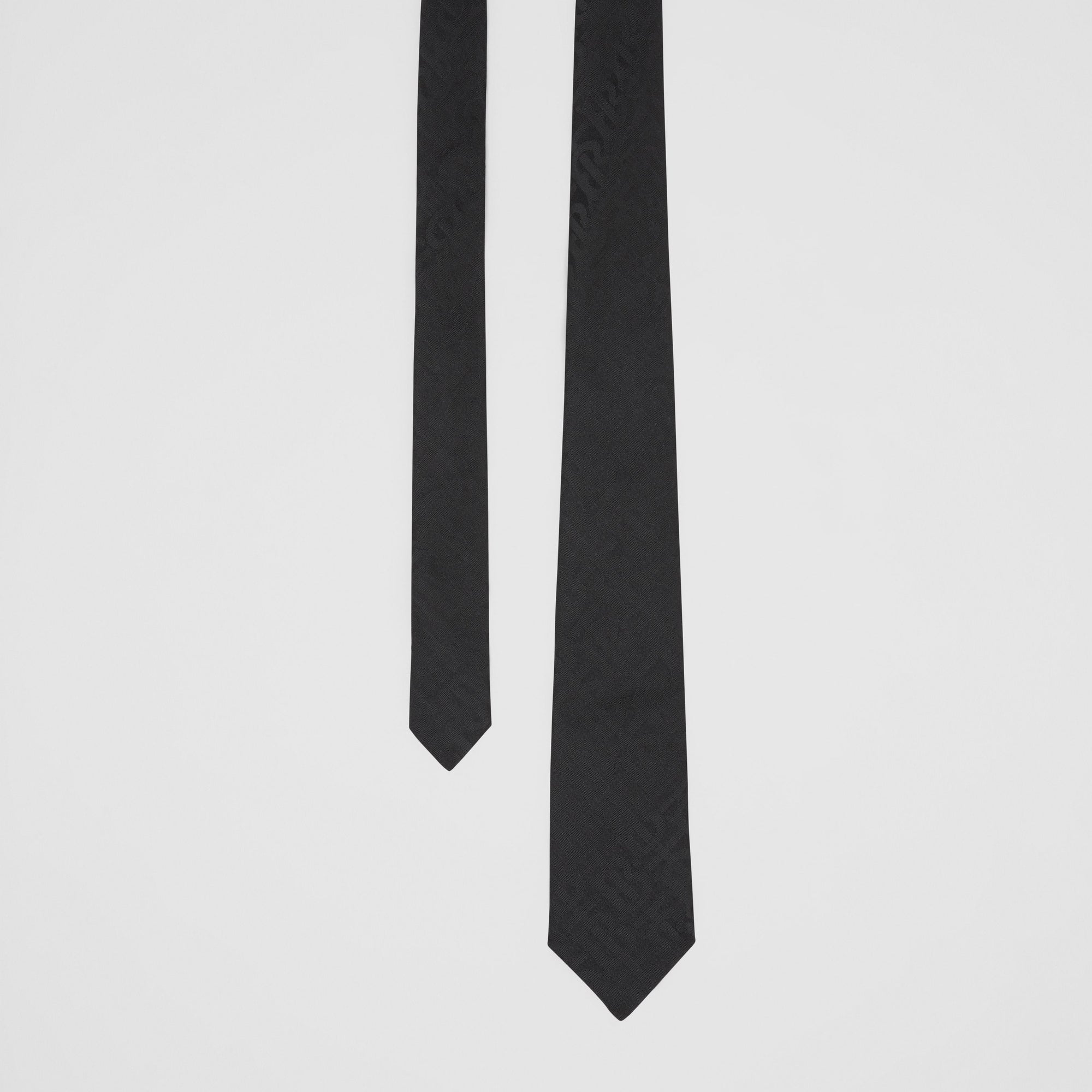 Cravate classique en jacquard de soie monogram - Noir