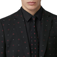 Veste de costume en laine et coton en fil coupé - Noir