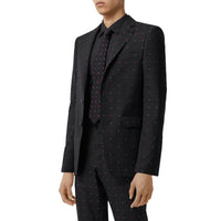 Veste de costume en laine et coton en fil coupé - Noir