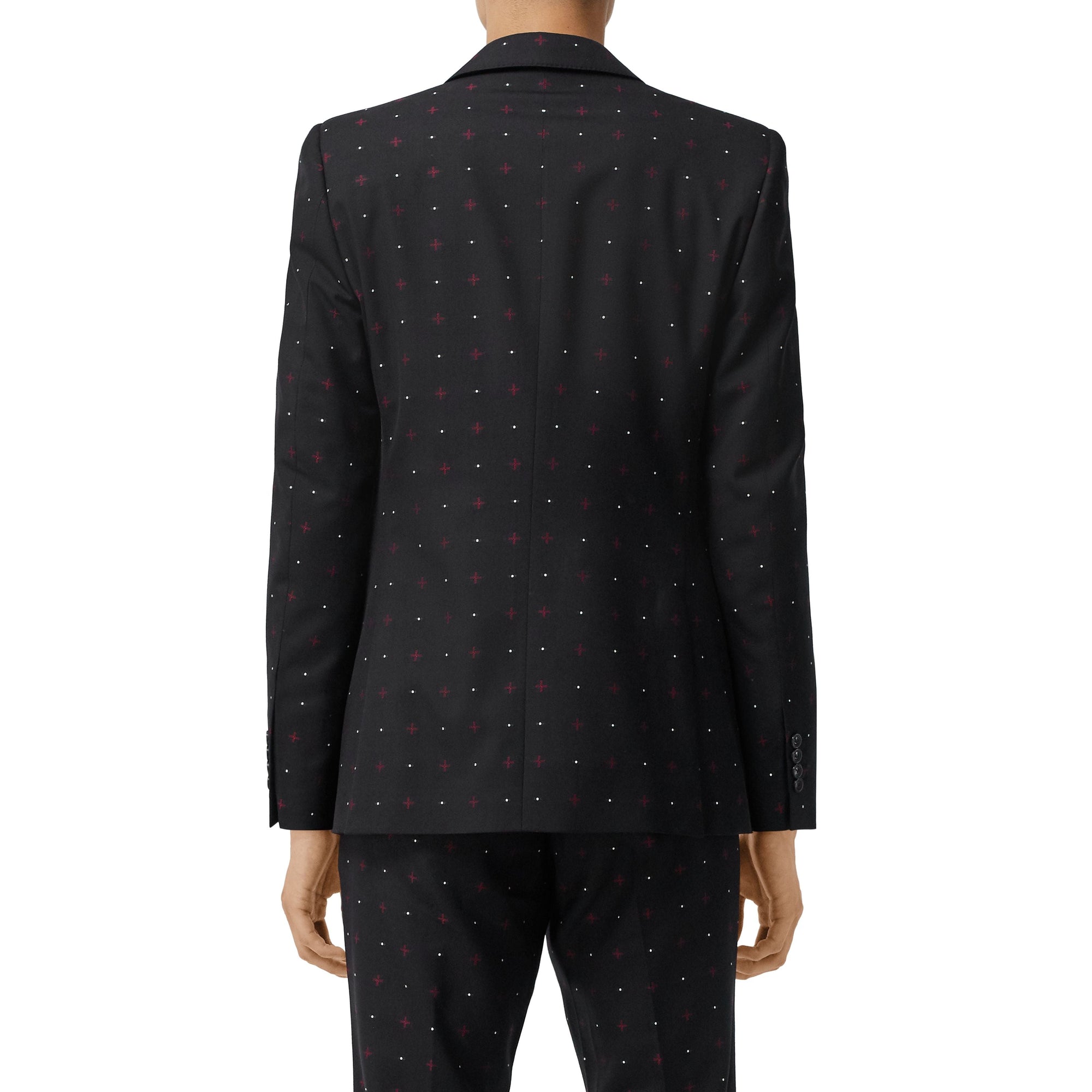 Veste de costume en laine et coton en fil coupé - Noir