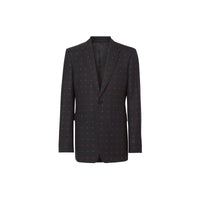 Veste de costume en laine et coton en fil coupé - Noir