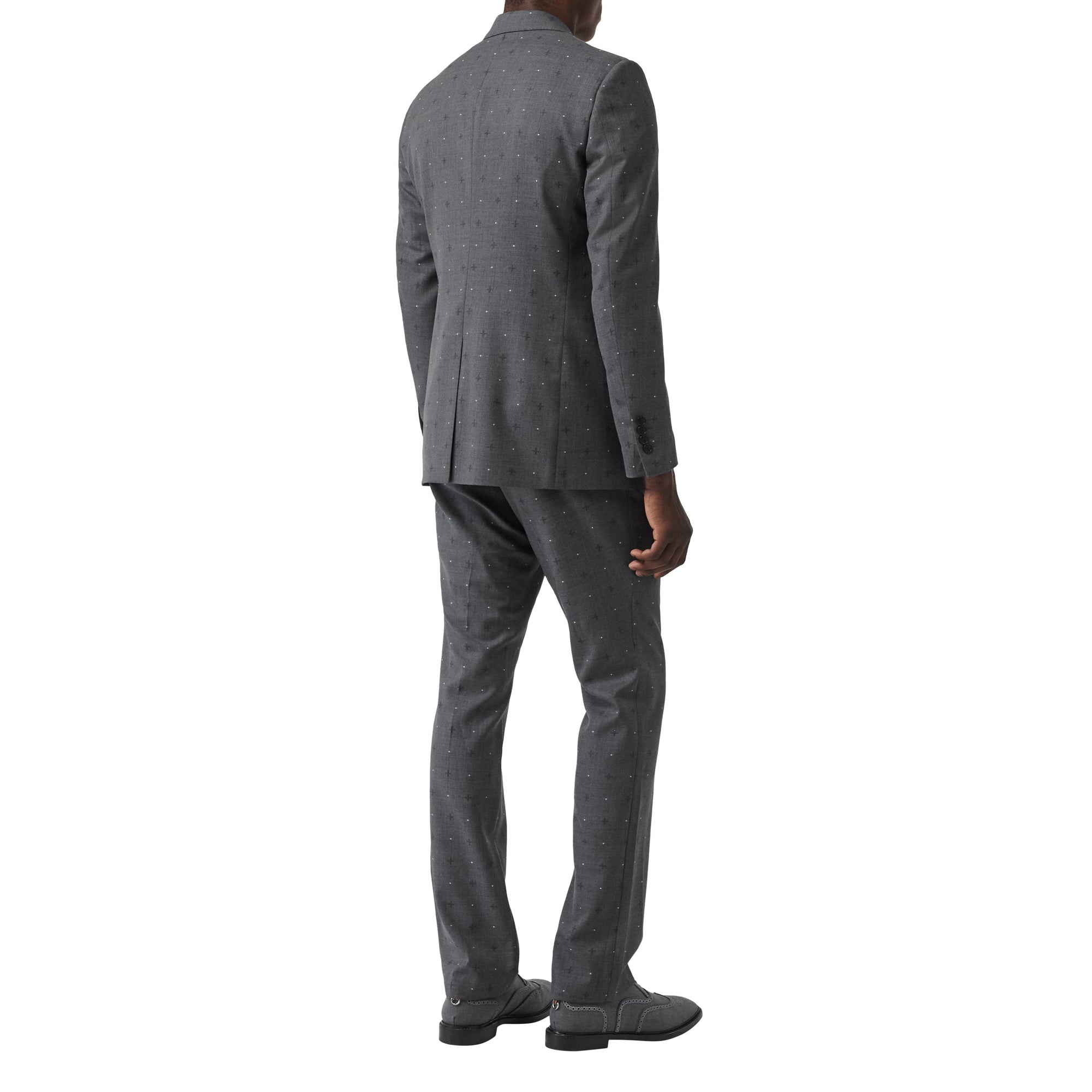 Veste de costume en laine et coton en fil coupé - Camaïeu de gris moyens