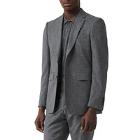 Veste de costume en laine et coton en fil coupé - Camaïeu de gris moyens