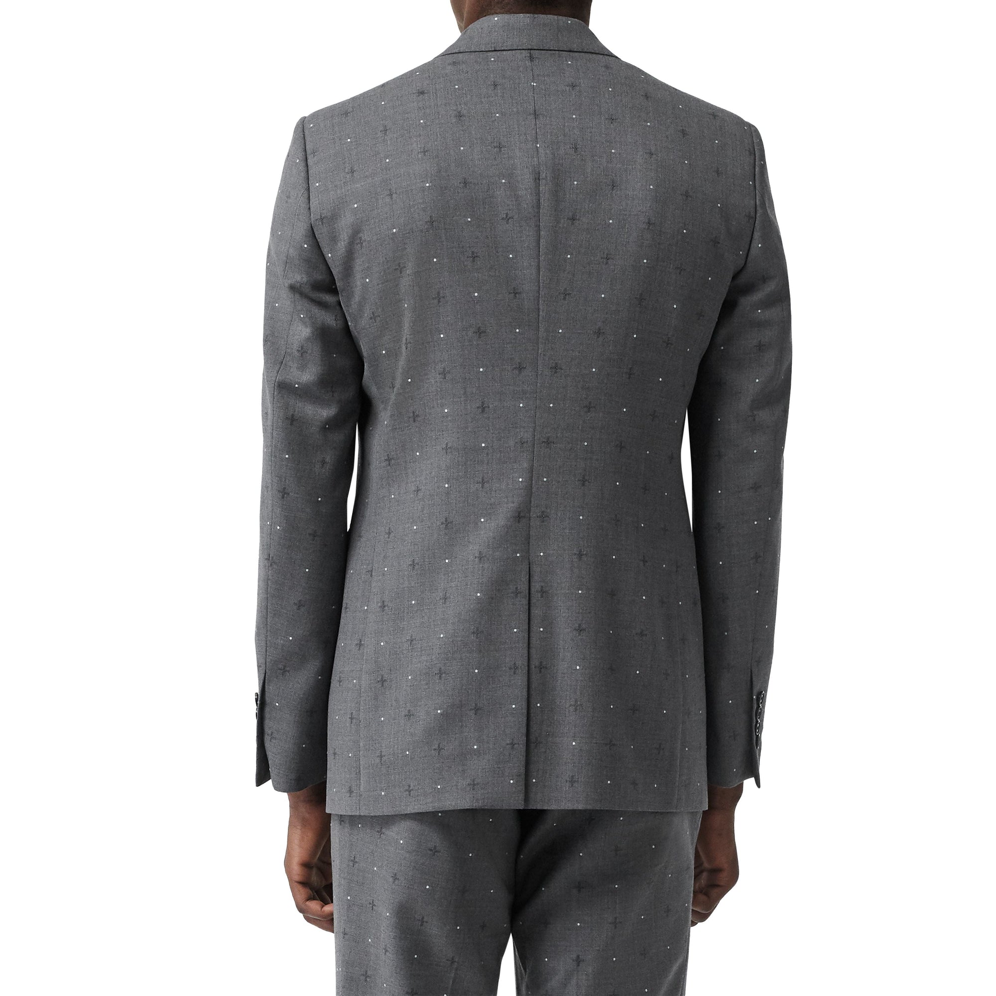 Veste de costume en laine et coton en fil coupé - Camaïeu de gris moyens