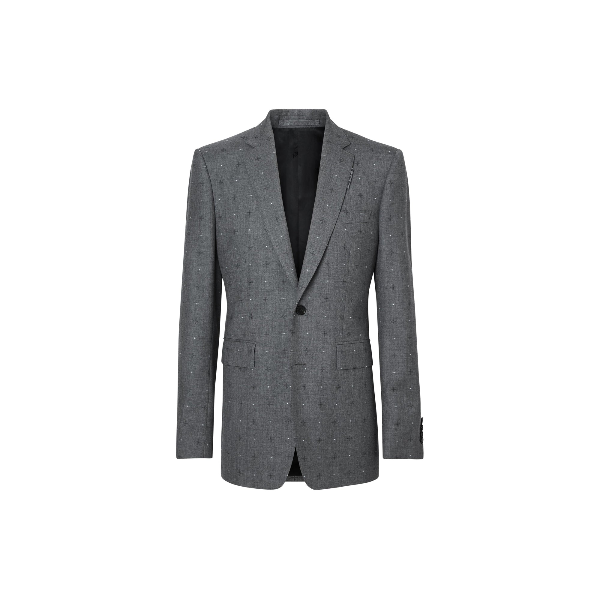 Veste de costume en laine et coton en fil coupé - Camaïeu de gris moyens