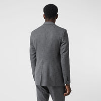 Veste de costume en laine et coton en fil coupé - Camaïeu de gris moyens