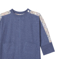 Coffret cadeau trois pièces en coton check pour bébé - Camaïeu de Bleus Ardoise