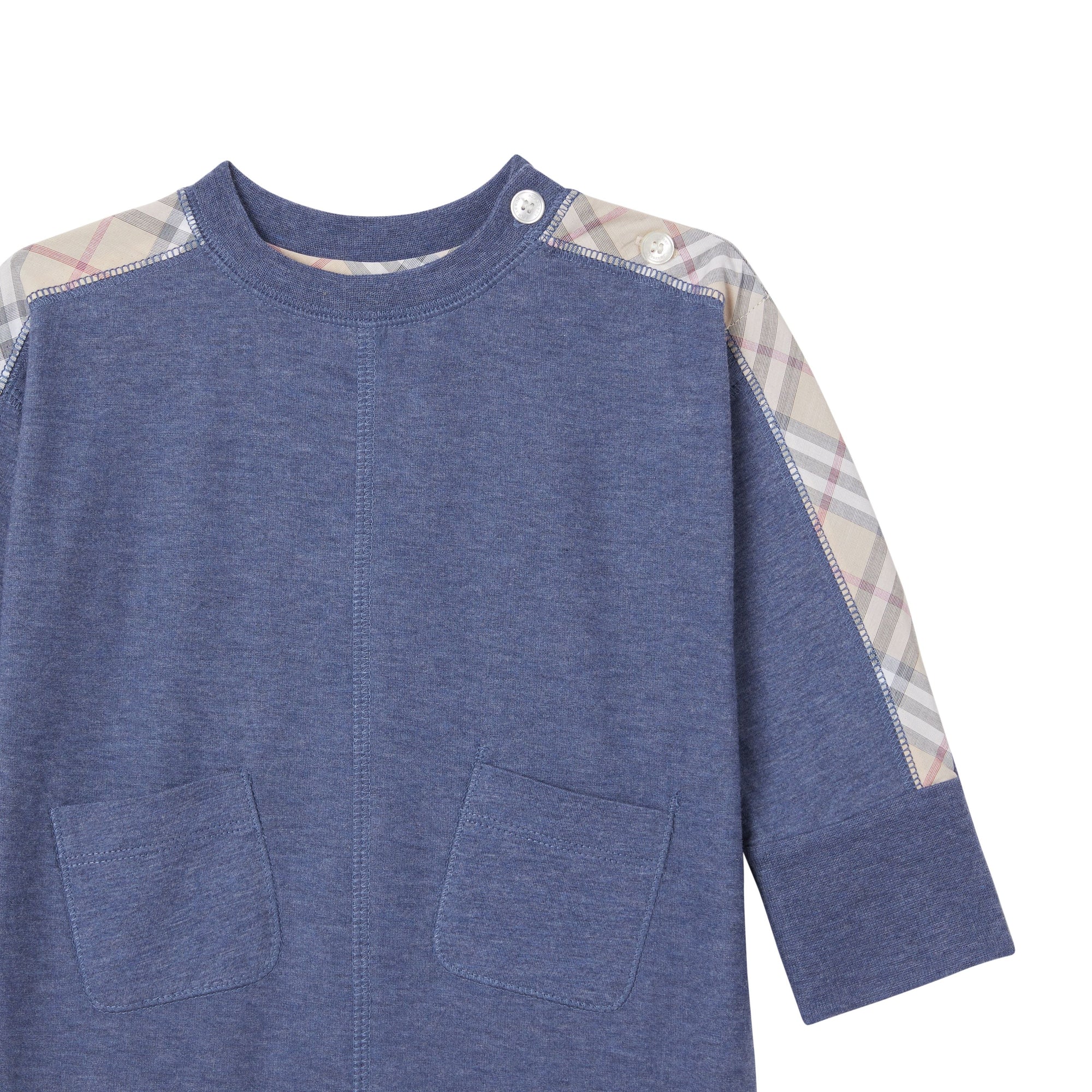 Coffret cadeau trois pièces en coton check pour bébé - Camaïeu de Bleus Ardoise