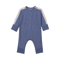 Coffret cadeau trois pièces en coton check pour bébé - Camaïeu de bleus ardoise