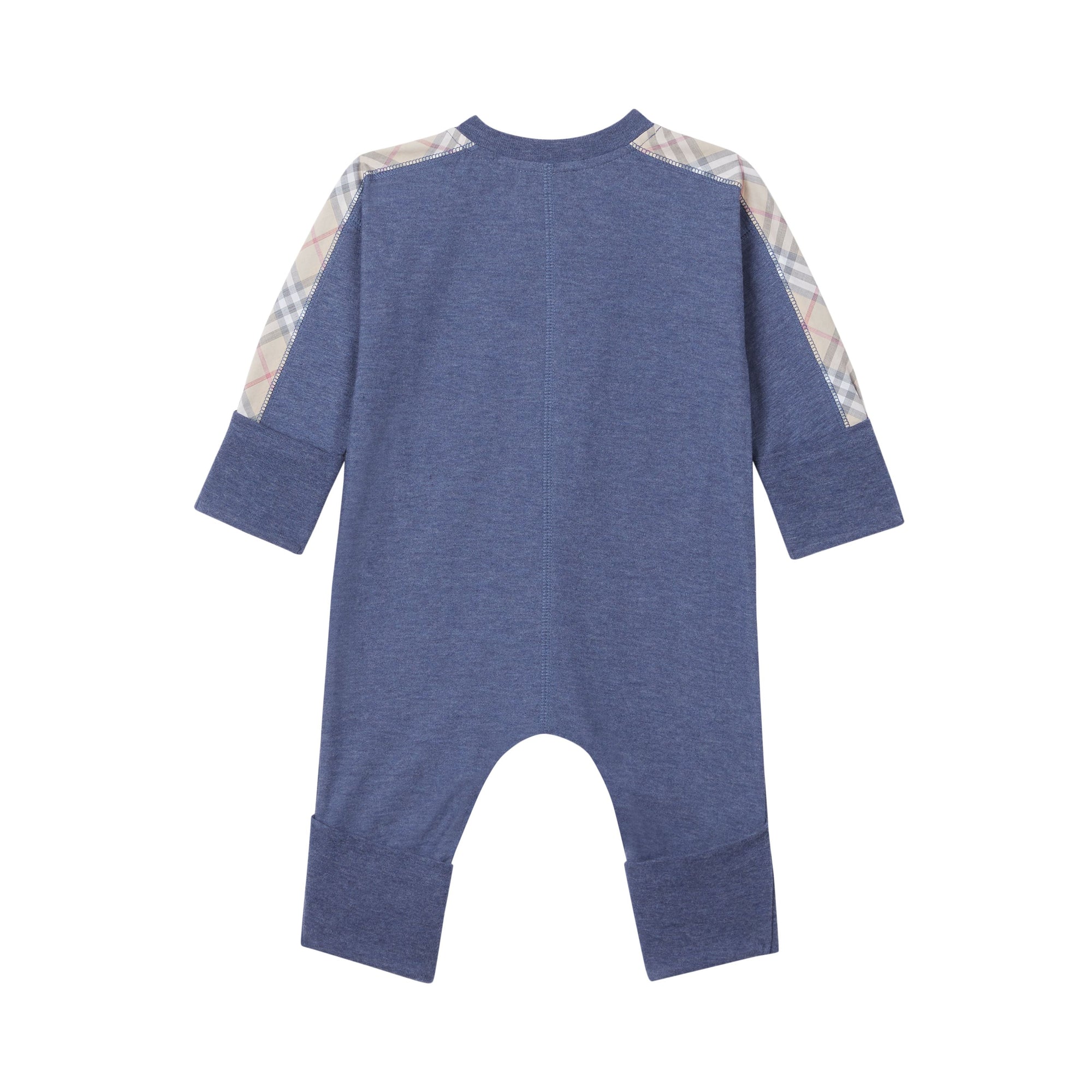 Coffret cadeau trois pièces en coton check pour bébé - Camaïeu de Bleus Ardoise