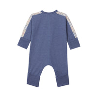 Coffret cadeau trois pièces en coton check pour bébé - Camaïeu de bleus ardoise
