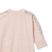 Coffret cadeau trois pièces en coton check pour bébé - Rose pink pâle