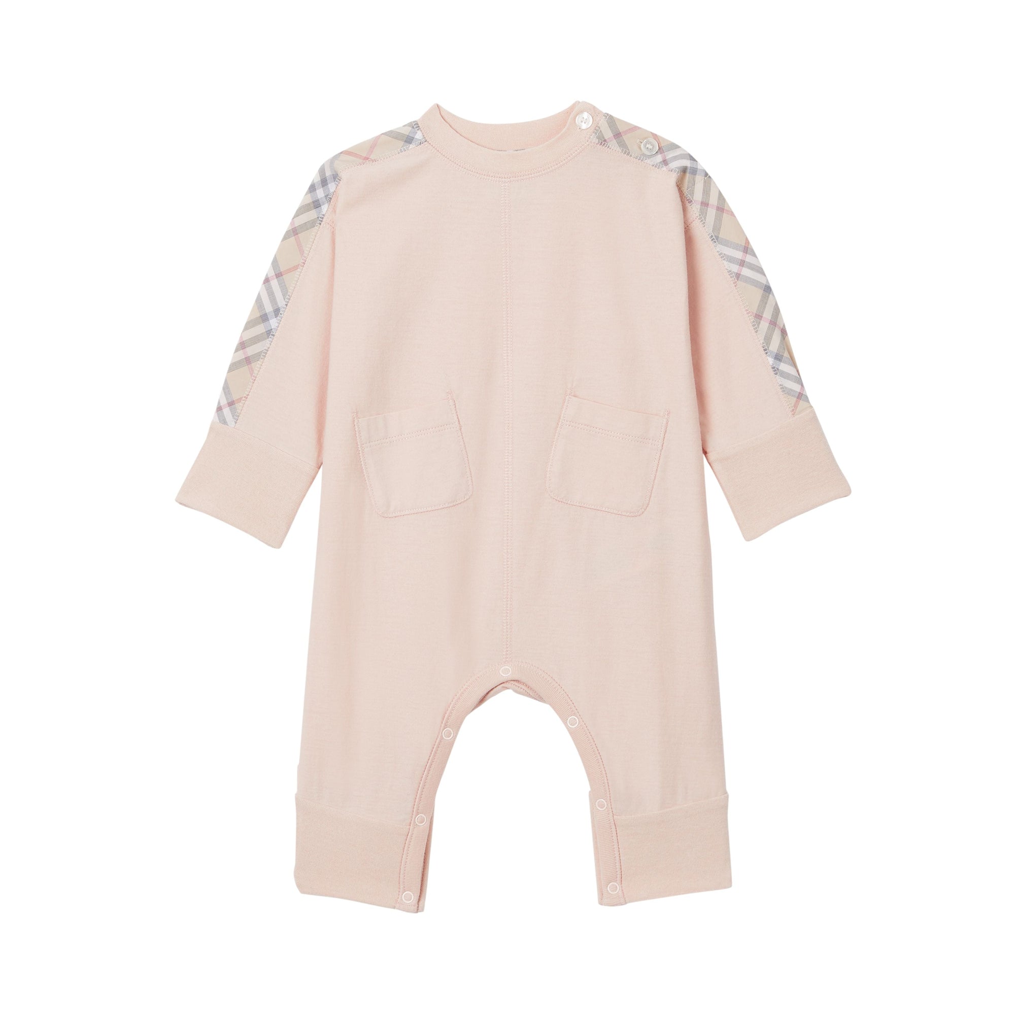 Coffret cadeau trois pièces en coton check pour bébé - Rose pink pâle