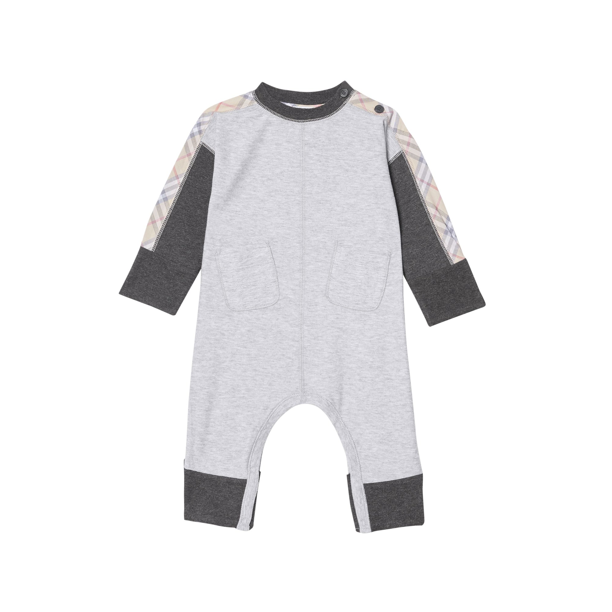 GREY MELANGE Combinaison en coton bicolore check