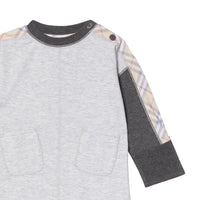 GREY MELANGE Combinaison en coton bicolore check