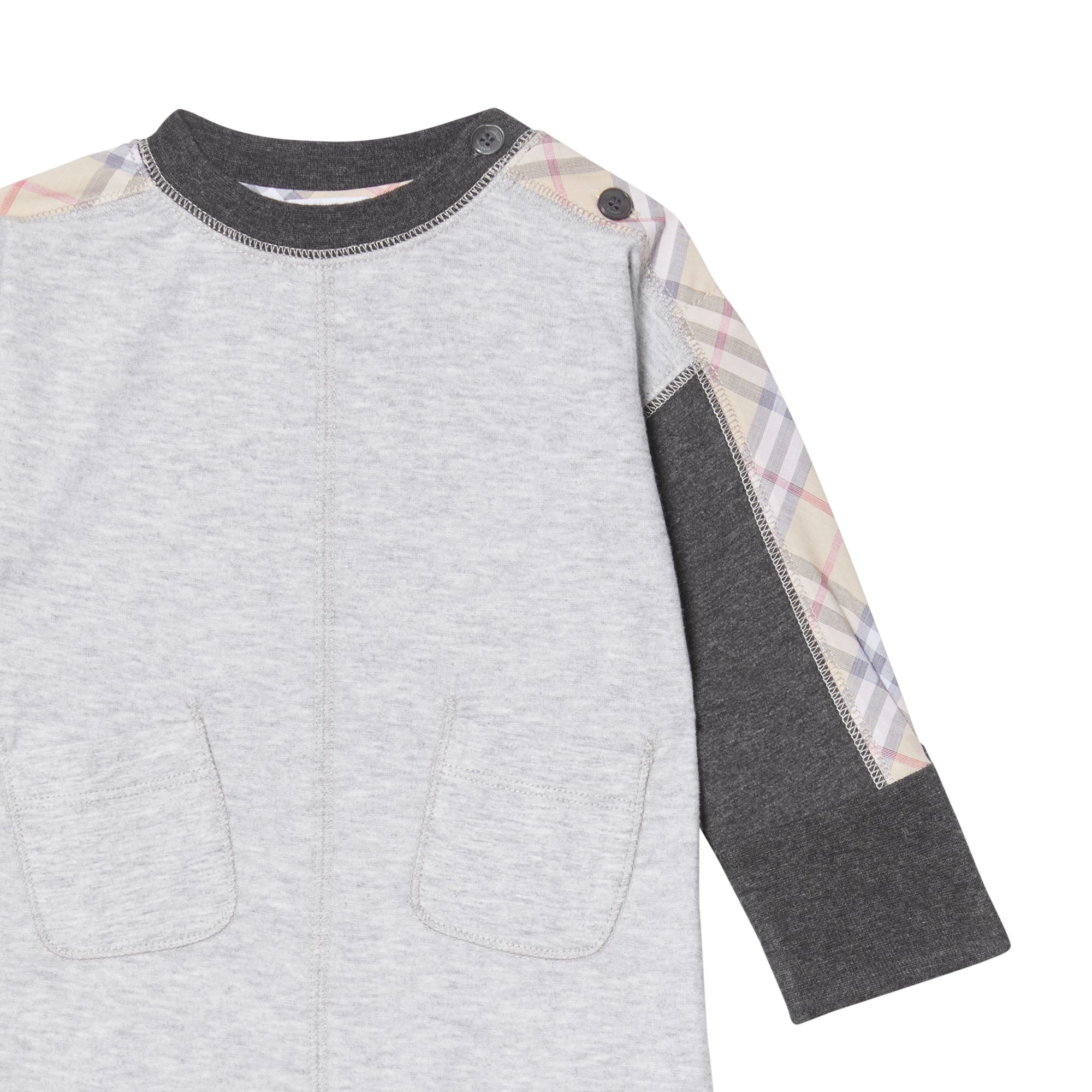 GREY MELANGE Combinaison en coton bicolore check