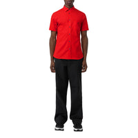 BRIGHT RED Chemise à manches courtes en coton extensible Monogram