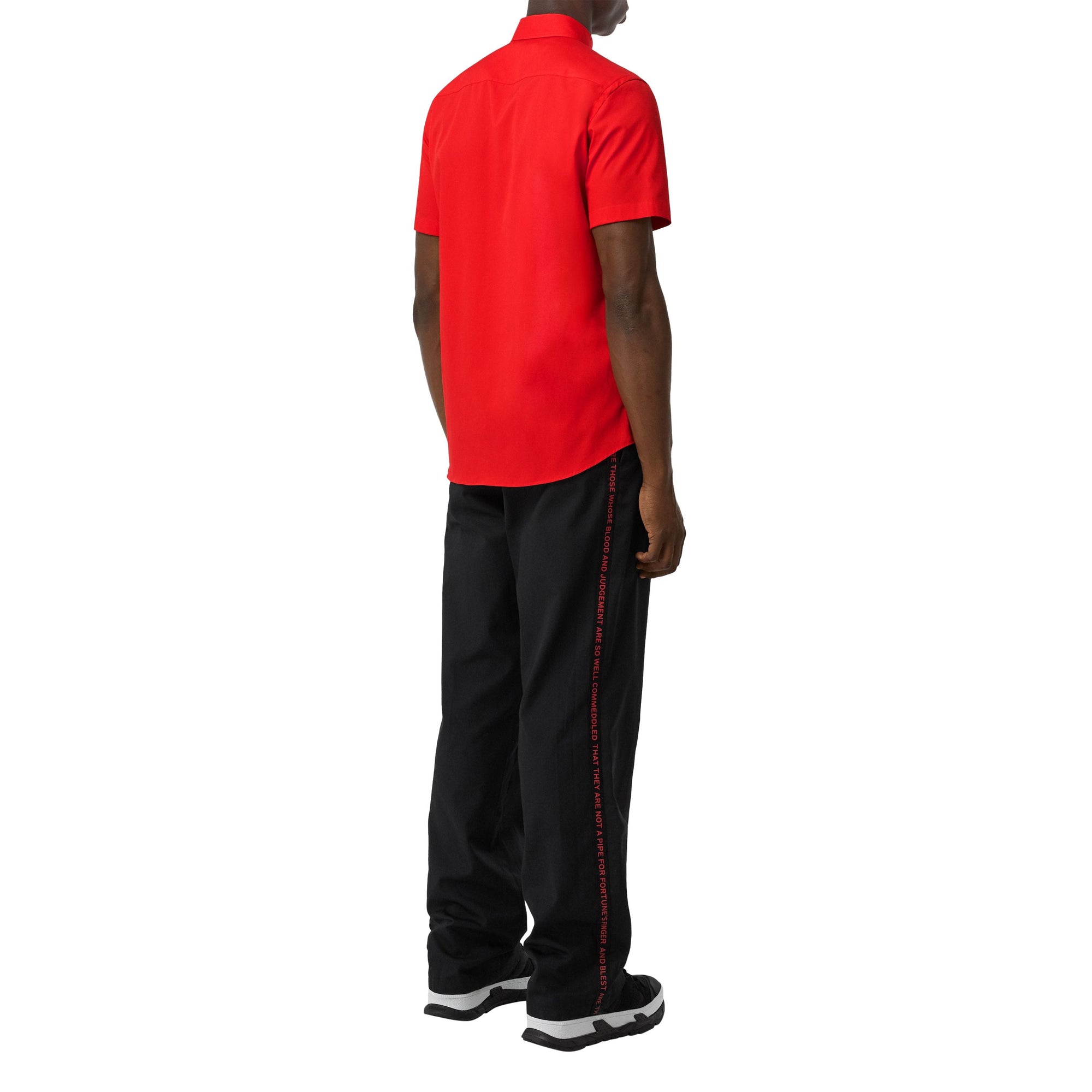 BRIGHT RED Chemise à manches courtes en coton extensible Monogram