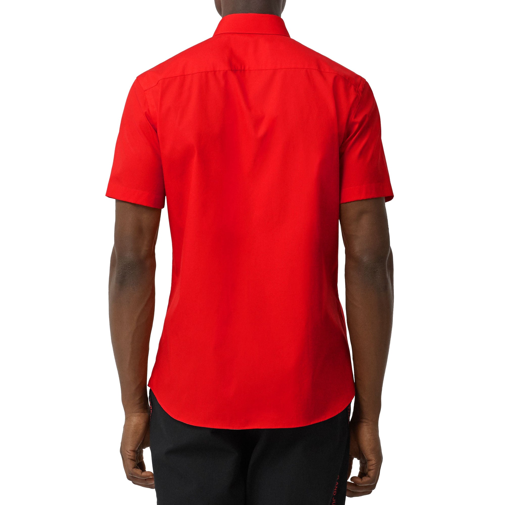 BRIGHT RED Chemise à manches courtes en coton extensible Monogram