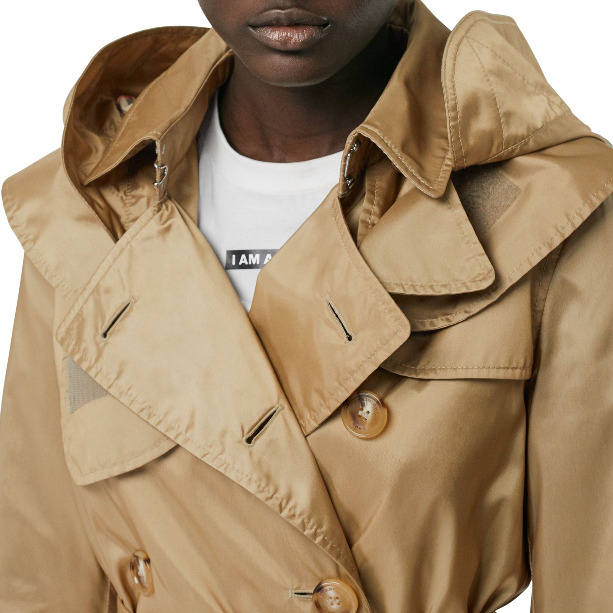 Trench en econyl® avec capuche amovible - Miel