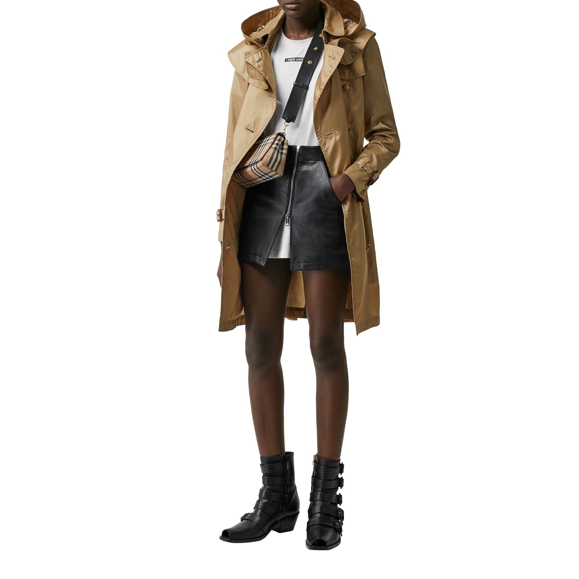 Trench en econyl® avec capuche amovible - Miel