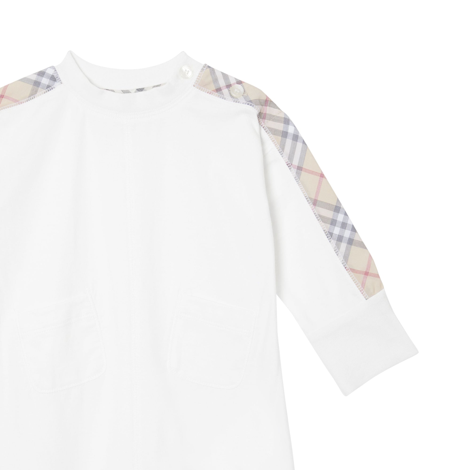 Coffret cadeau trois pièces en coton check pour bébé - Blanc