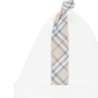 Coffret cadeau trois pièces en coton check pour bébé - Blanc