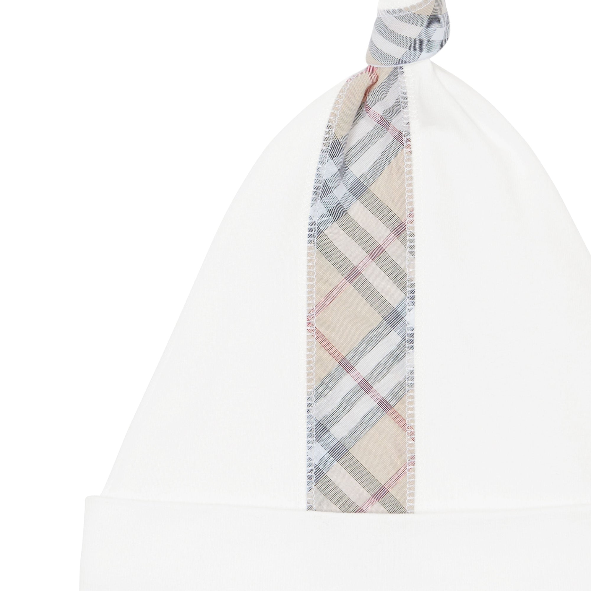 Coffret cadeau trois pièces en coton check pour bébé - Blanc