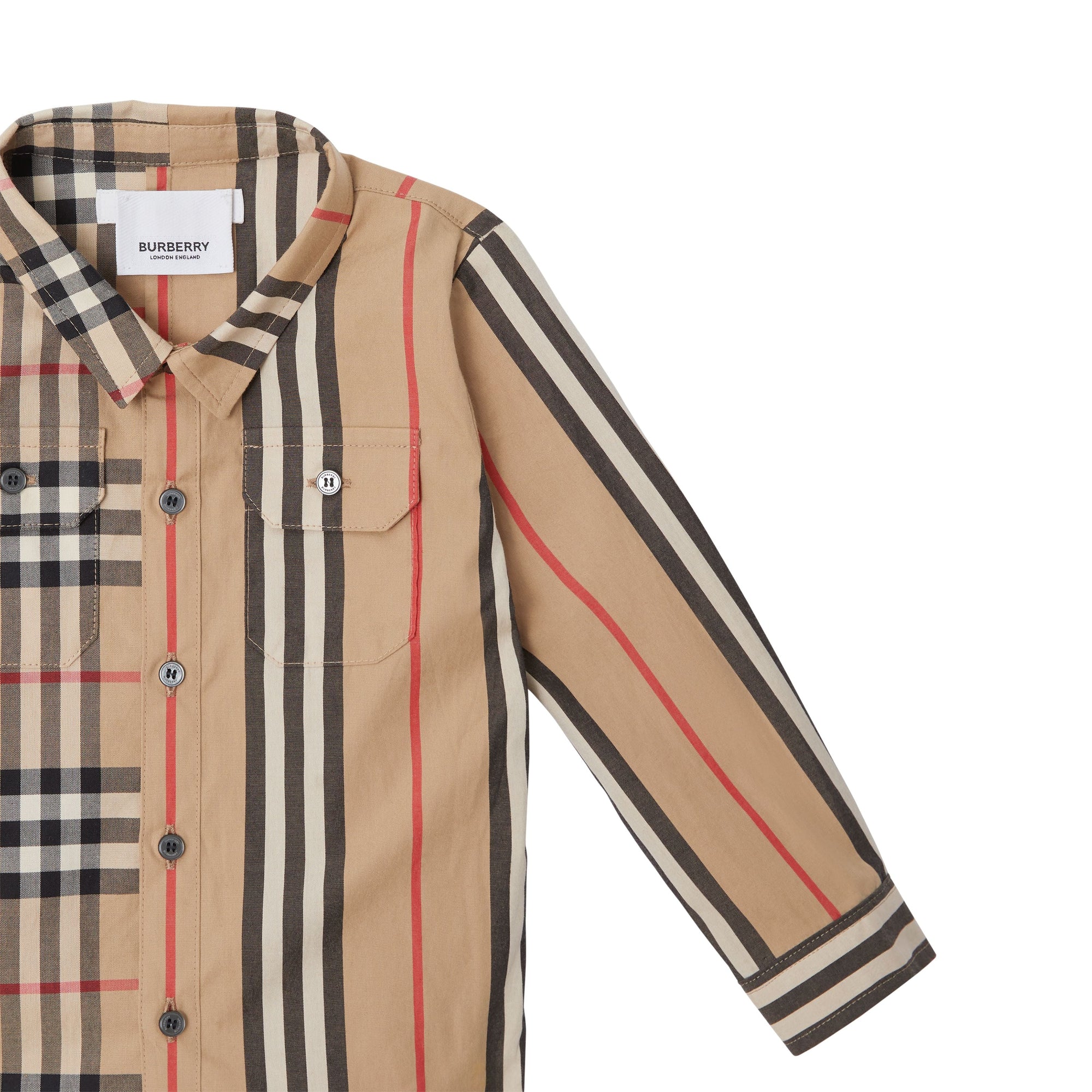 ARCHIVE BEIGE Chemise en coton à rayures iconiques et Vintage check