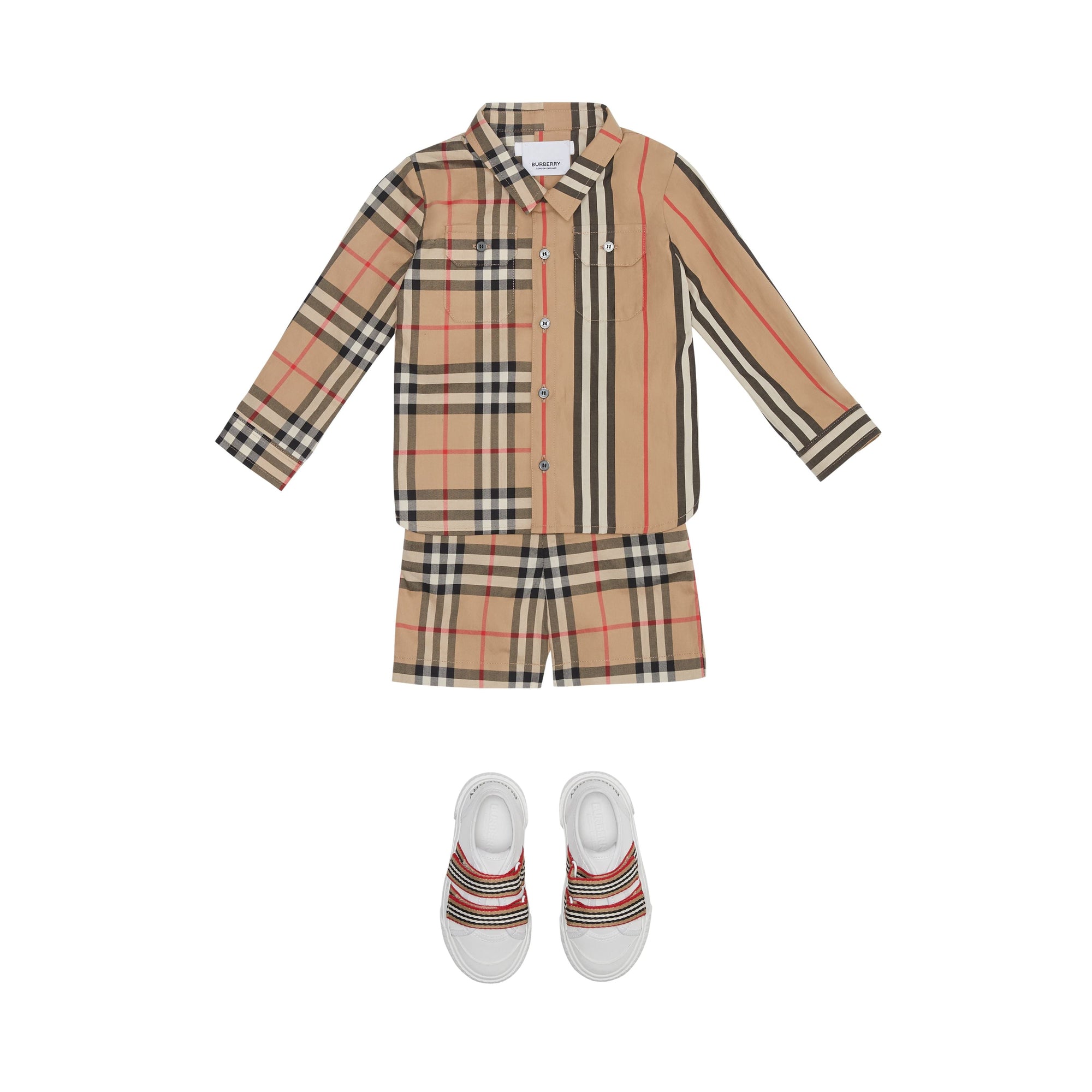 ARCHIVE BEIGE Chemise en coton à rayures iconiques et Vintage check