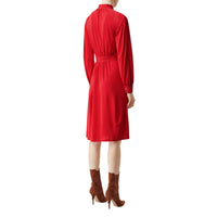 Robe à col lavallière en jersey avec surpiqûres - Rouge vif
